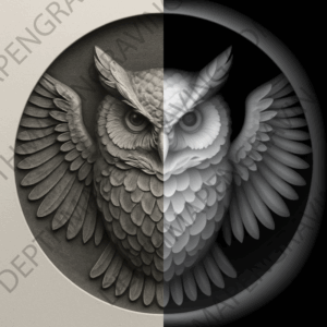 Grayscale owl with wings spread – free depthmap for laser engraving
