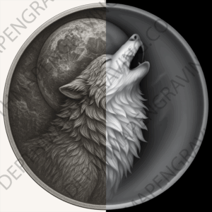 Grayscale wolf howling at the moon – free depthmap for laser engraving